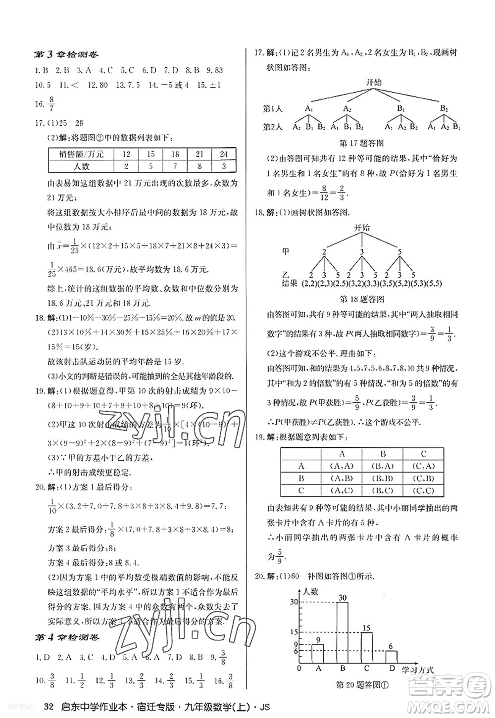 龍門(mén)書(shū)局2022啟東中學(xué)作業(yè)本九年級(jí)數(shù)學(xué)上冊(cè)JS江蘇版宿遷專(zhuān)版答案