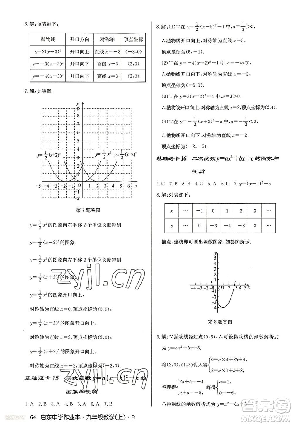 龍門書局2022啟東中學(xué)作業(yè)本九年級數(shù)學(xué)上冊R人教版答案