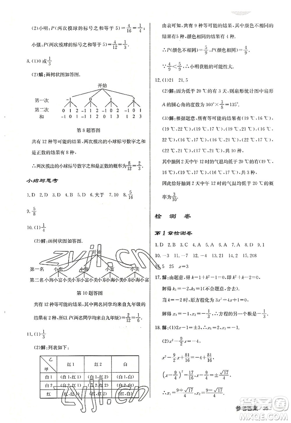 龍門書(shū)局2022啟東中學(xué)作業(yè)本九年級(jí)數(shù)學(xué)上冊(cè)JS江蘇版連淮專版答案