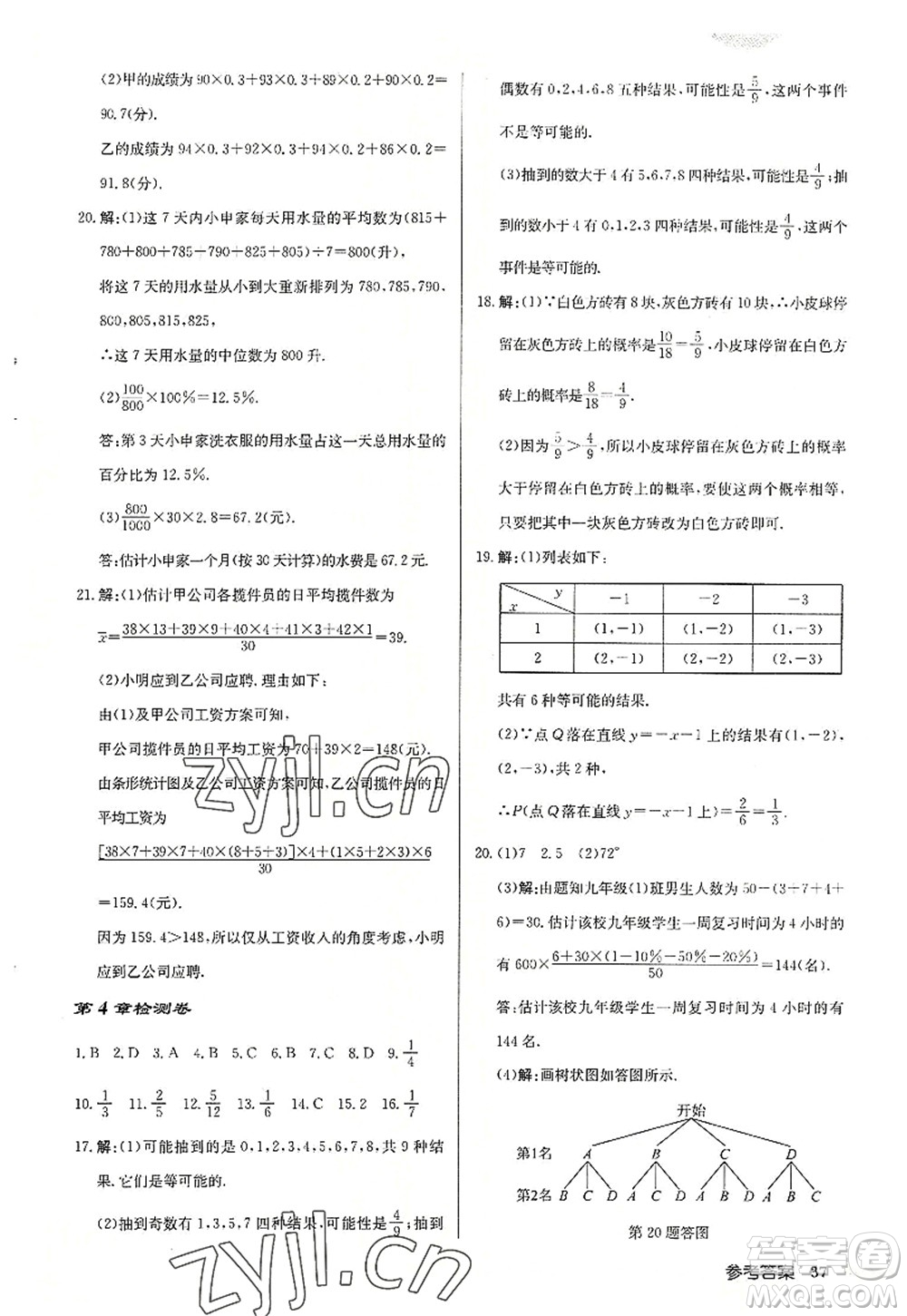 龍門書(shū)局2022啟東中學(xué)作業(yè)本九年級(jí)數(shù)學(xué)上冊(cè)JS江蘇版連淮專版答案