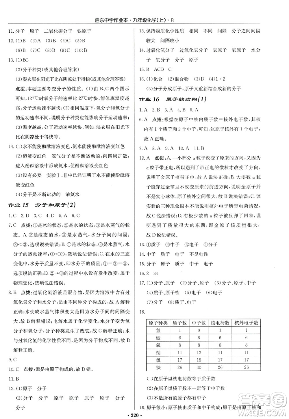 龍門書局2022啟東中學作業(yè)本九年級化學上冊R人教版答案