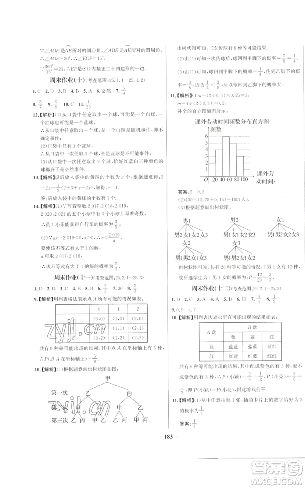 未來出版社2022秋季世紀金榜初中百練百勝九年級上冊數(shù)學人教版參考答案