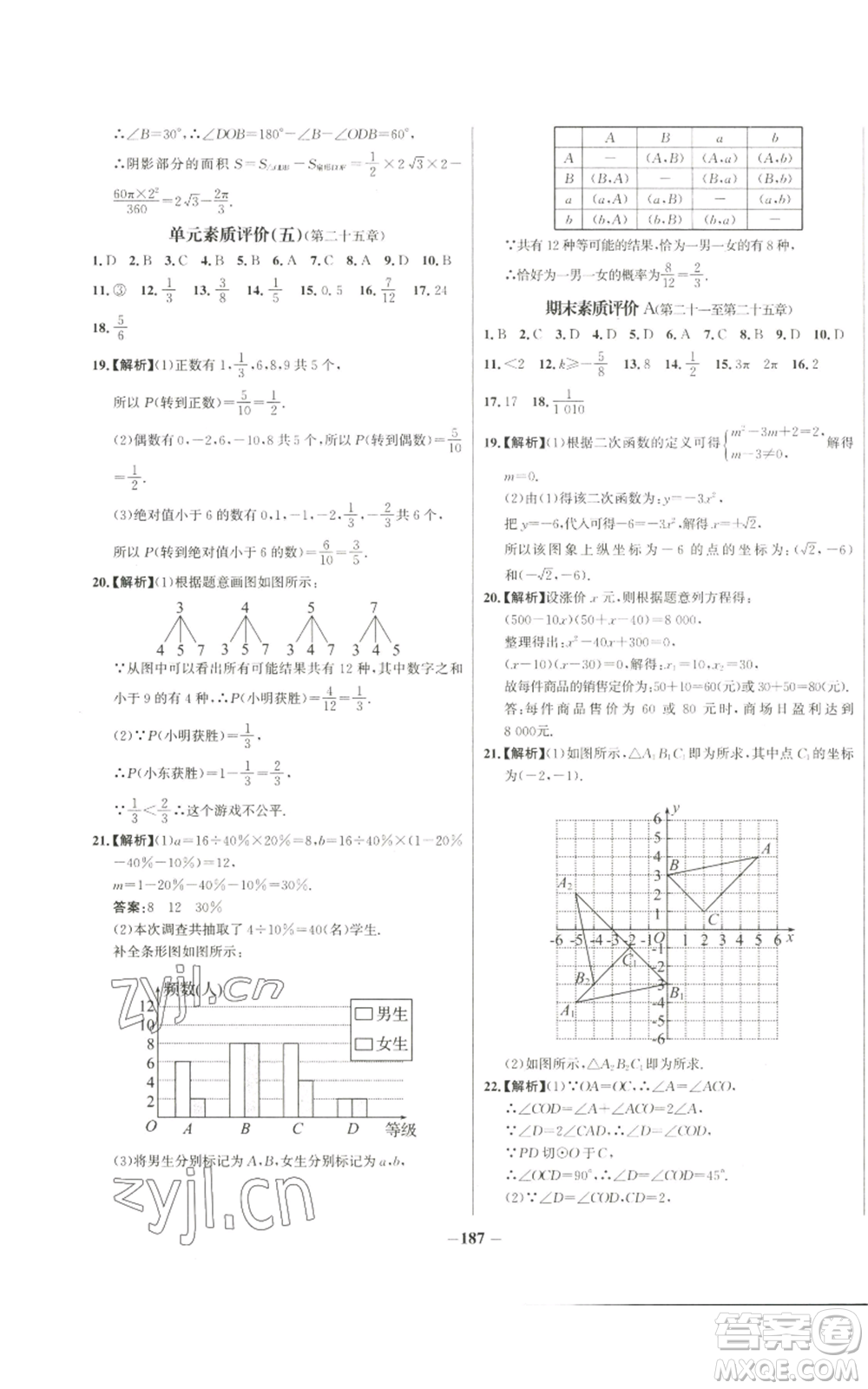 未來出版社2022秋季世紀金榜初中百練百勝九年級上冊數(shù)學人教版參考答案