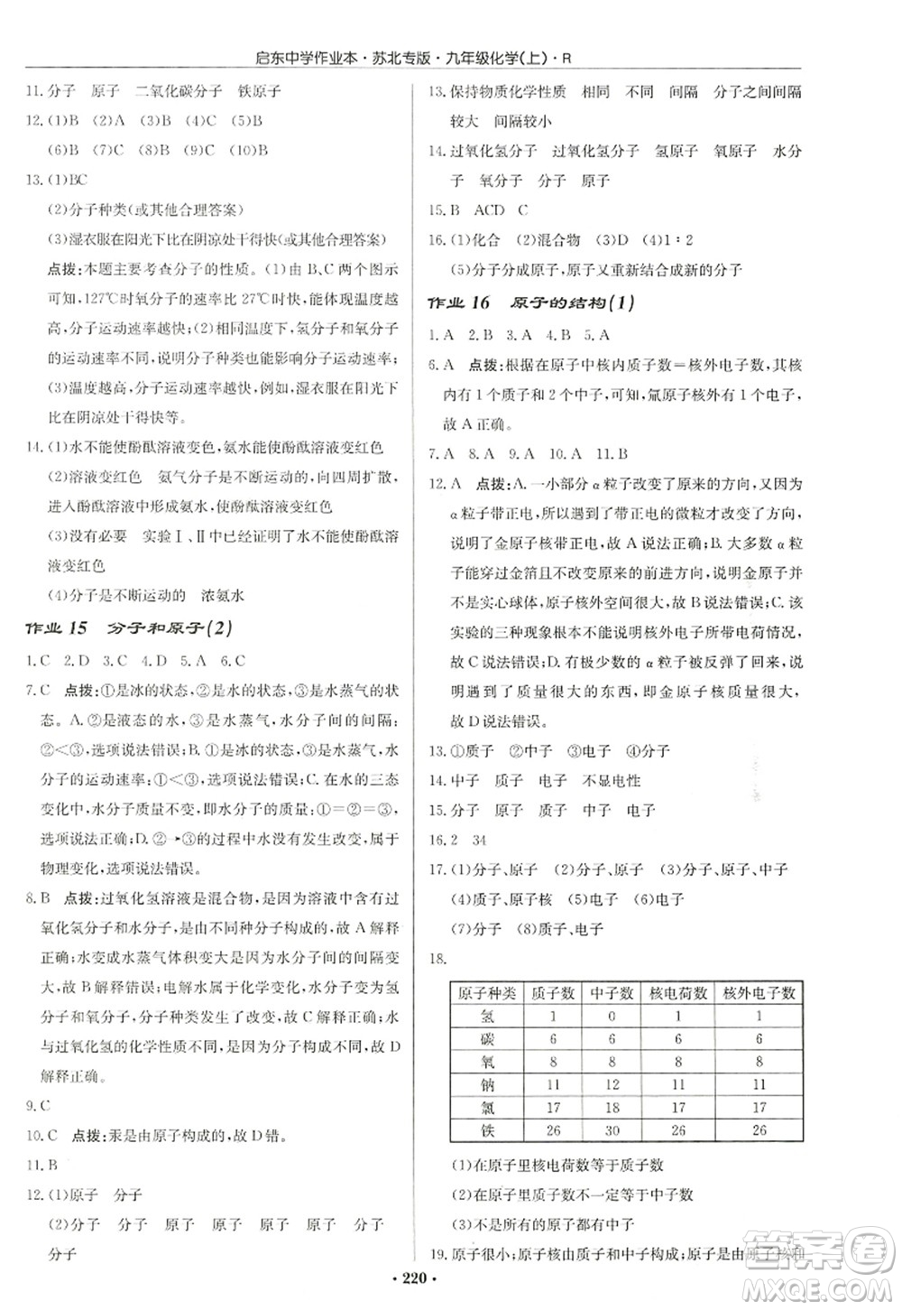 龍門書局2022啟東中學(xué)作業(yè)本九年級化學(xué)上冊R人教版蘇北專版答案