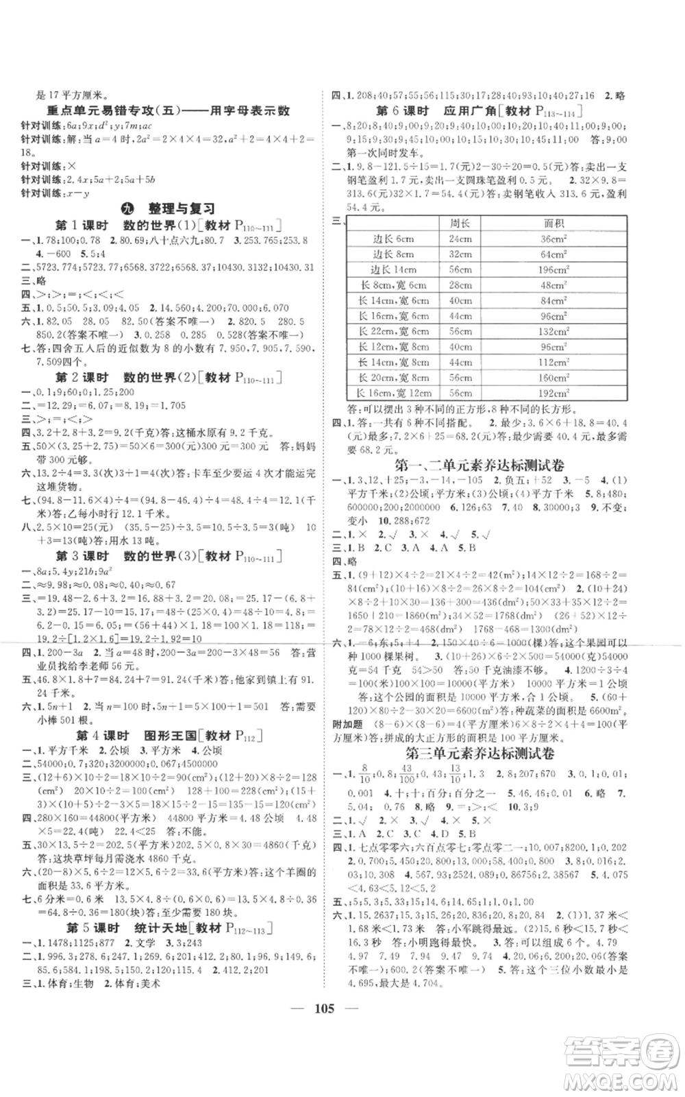 天津科學(xué)技術(shù)出版社2022智慧花朵五年級(jí)上冊(cè)數(shù)學(xué)蘇教版參考答案