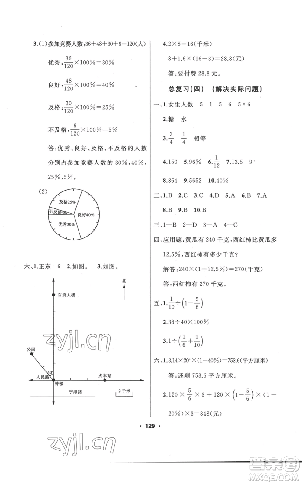 延邊人民出版社2022秋季試題優(yōu)化課堂同步六年級(jí)上冊(cè)數(shù)學(xué)人教版參考答案