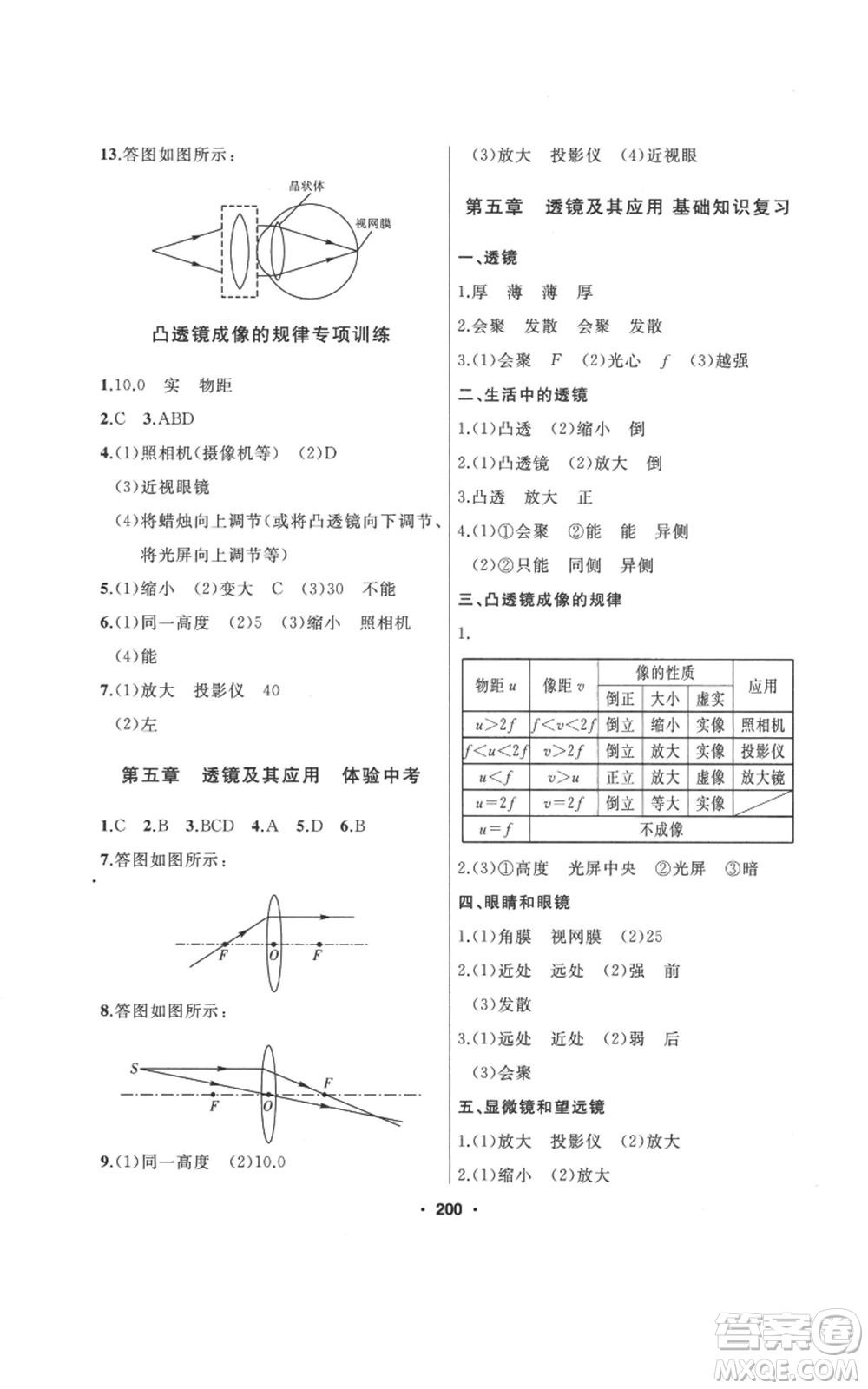 延邊人民出版社2022秋季試題優(yōu)化課堂同步八年級(jí)上冊(cè)物理人教版參考答案