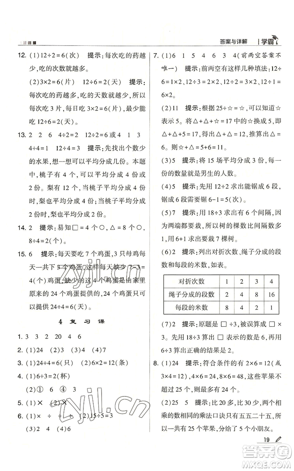 甘肅少年兒童出版社2022經(jīng)綸學典學霸二年級上冊數(shù)學蘇教版參考答案