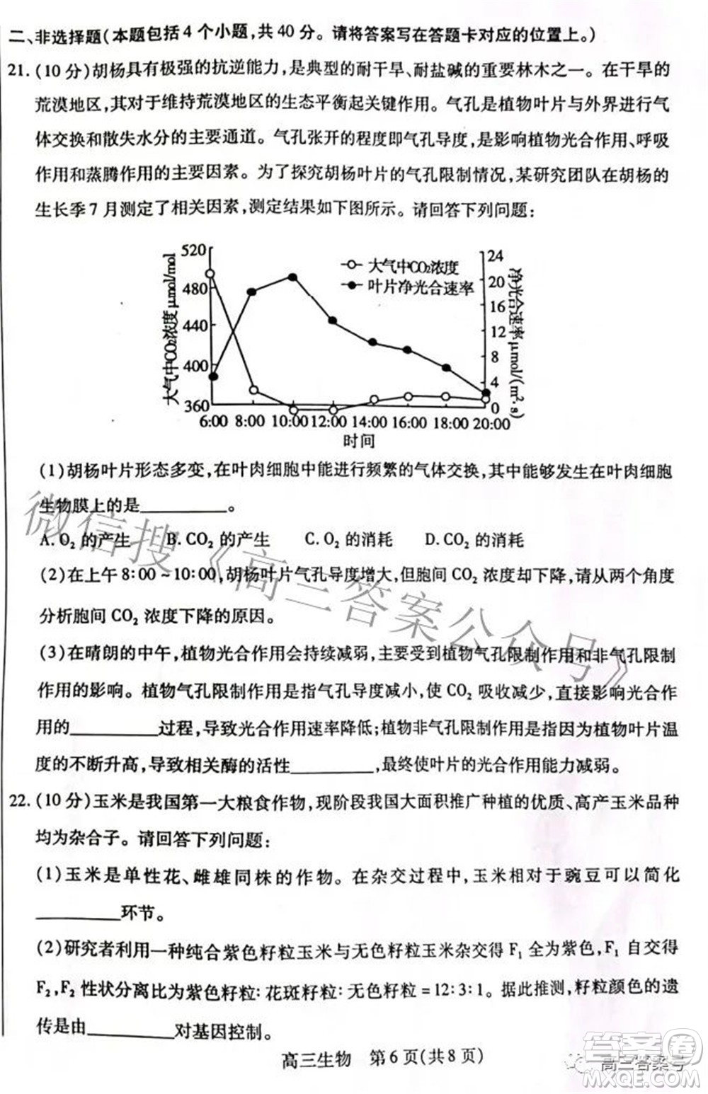 包頭市2022-2023學年度第一學期高三年級調(diào)研考試生物試題及答案