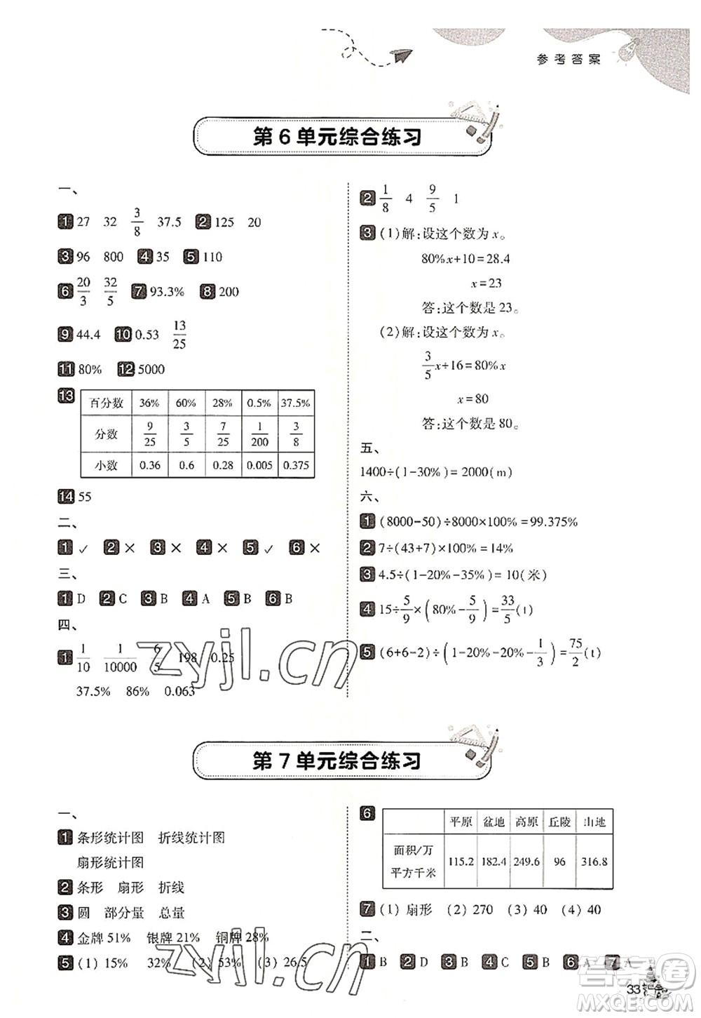 東北師范大學(xué)出版社2022北大綠卡六年級數(shù)學(xué)上冊人教版答案