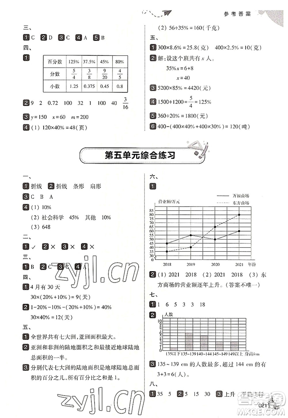 東北師范大學出版社2022北大綠卡六年級數(shù)學上冊北師大版答案