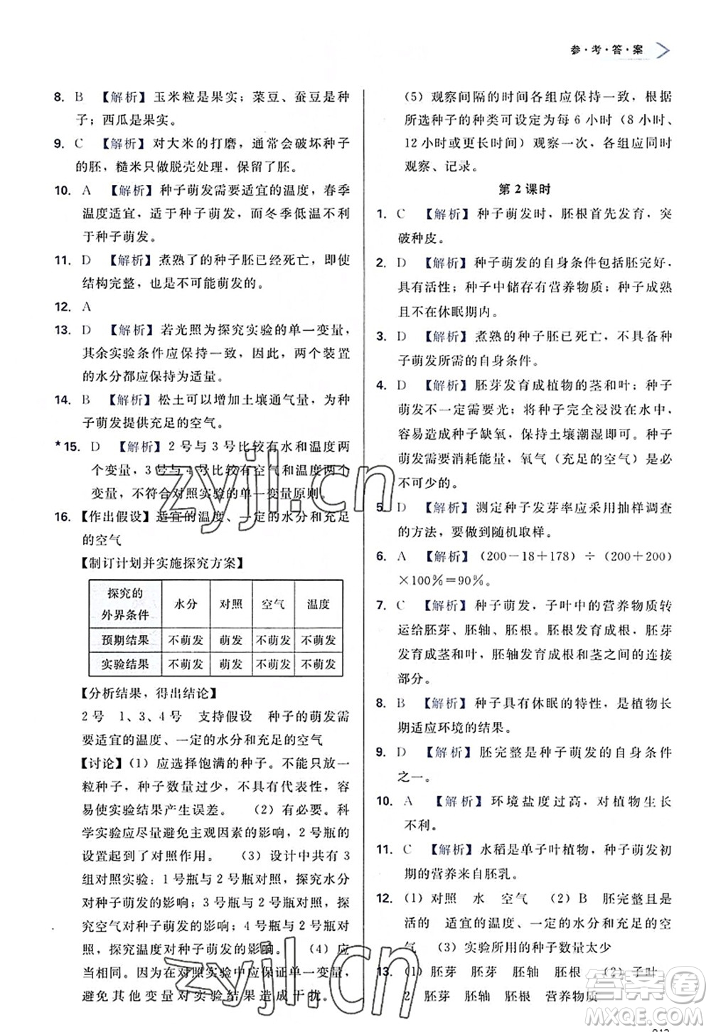 天津教育出版社2022學(xué)習(xí)質(zhì)量監(jiān)測(cè)七年級(jí)生物上冊(cè)人教版答案