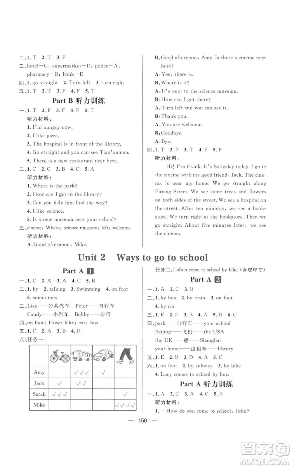 南方出版社2022秋季核心素養(yǎng)天天練六年級(jí)上冊英語人教版參考答案