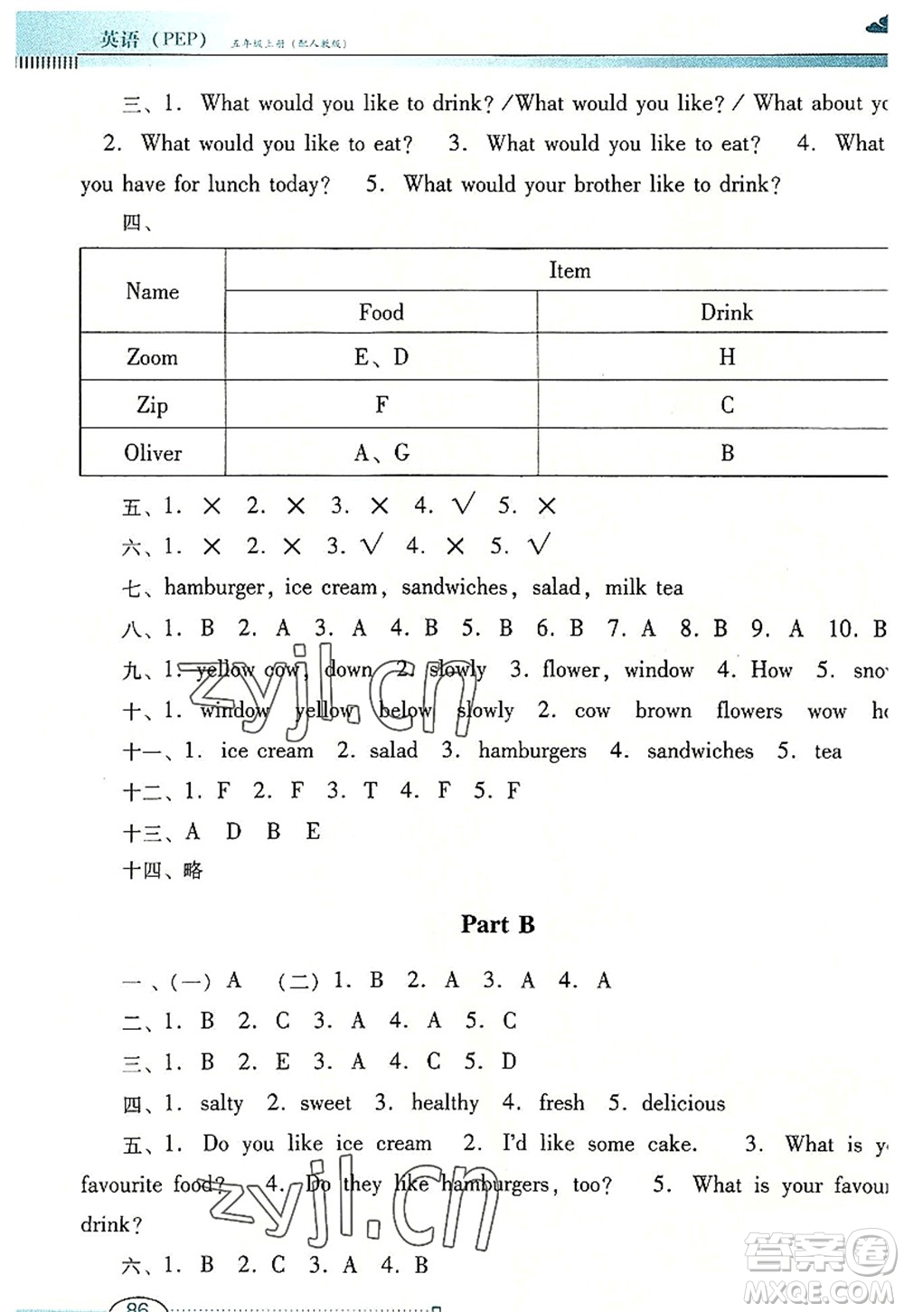 廣東教育出版社2022南方新課堂金牌學(xué)案五年級(jí)英語上冊人教版答案