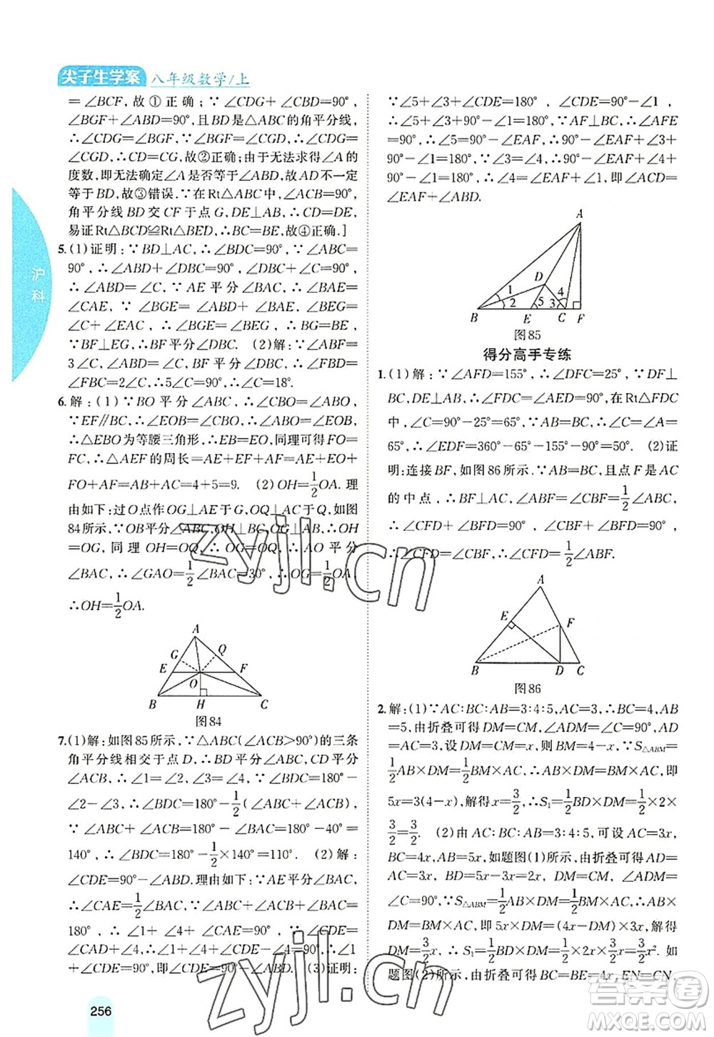 吉林人民出版社2022尖子生學(xué)案八年級(jí)數(shù)學(xué)上冊(cè)滬科版答案