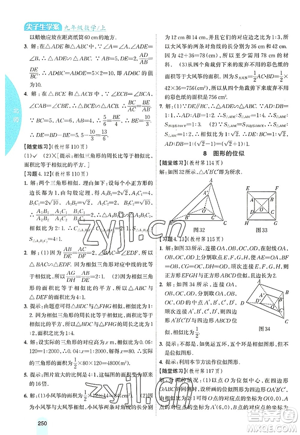 吉林人民出版社2022尖子生學(xué)案九年級(jí)數(shù)學(xué)上冊北師版答案