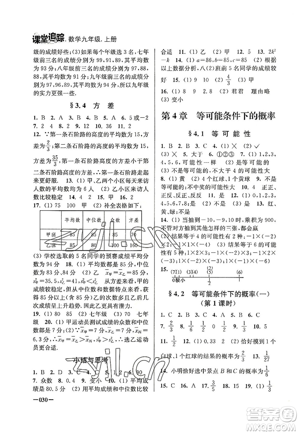 江蘇鳳凰美術(shù)出版社2022課堂追蹤九年級數(shù)學(xué)上冊蘇科版答案