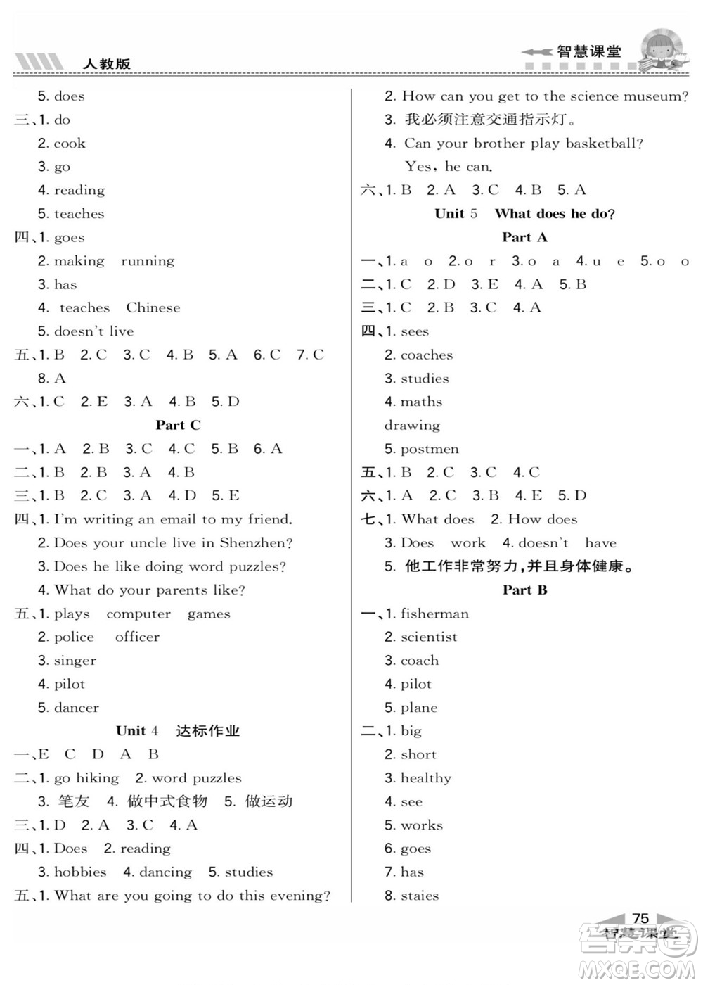 云南科技出版社2022秋智慧課堂同步講練測英語六年級上冊RJ人教版答案