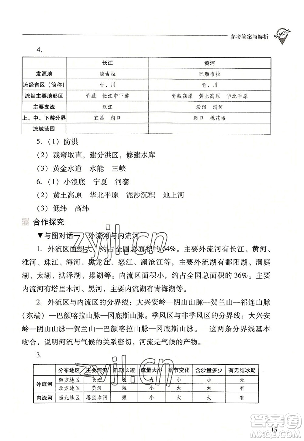 山西教育出版社2022新課程問題解決導(dǎo)學(xué)方案八年級地理上冊晉教版答案