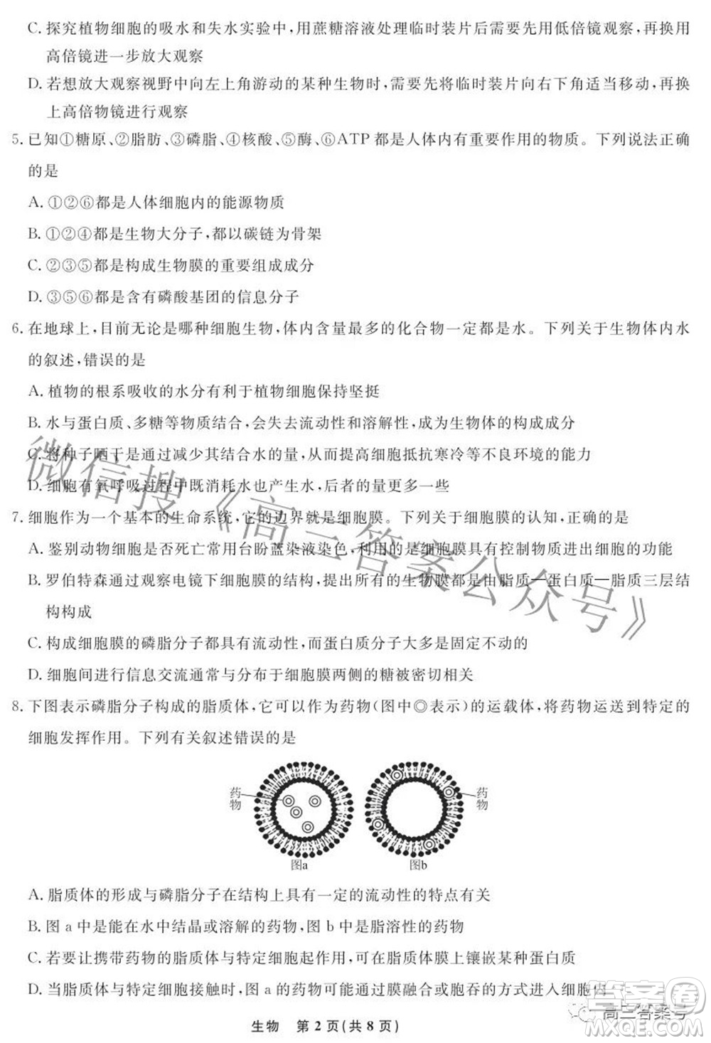 遼寧省名校聯(lián)盟2022年高三9月份聯(lián)合考試生物試題及答案