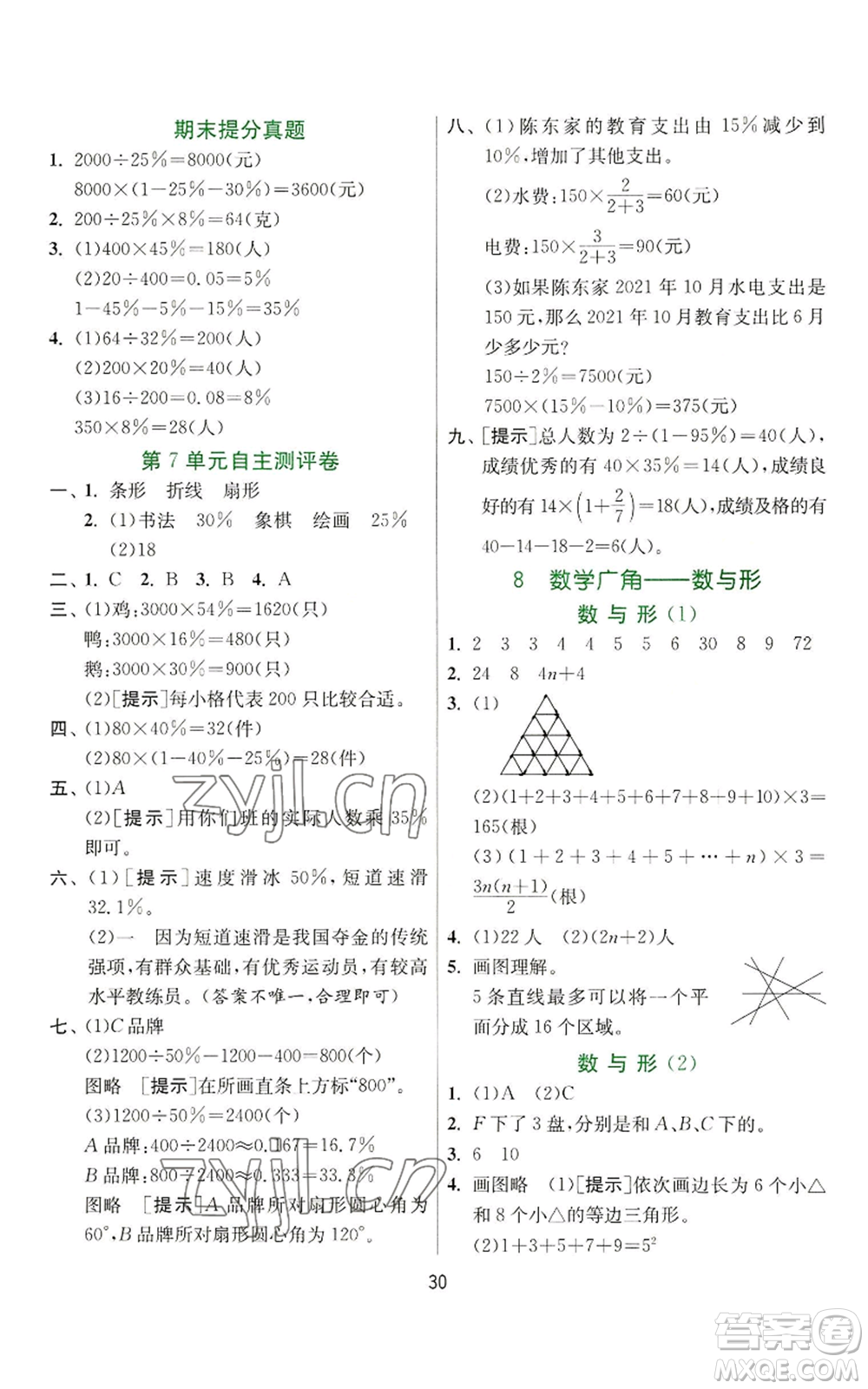 江蘇人民出版社2022秋季實(shí)驗(yàn)班提優(yōu)訓(xùn)練六年級上冊數(shù)學(xué)人教版參考答案