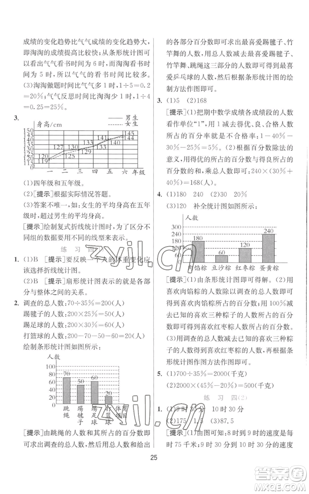 江蘇人民出版社2022秋季實驗班提優(yōu)訓練六年級上冊數學北師大版參考答案