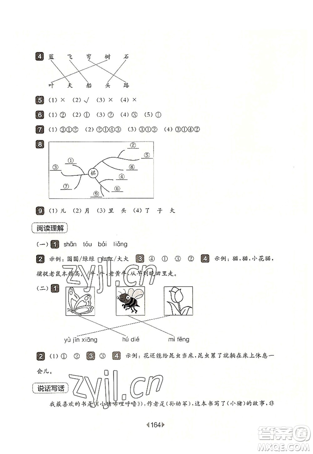 華東師范大學(xué)出版社2022一課一練一年級(jí)語文第一學(xué)期增強(qiáng)版華東師大版上海專用答案