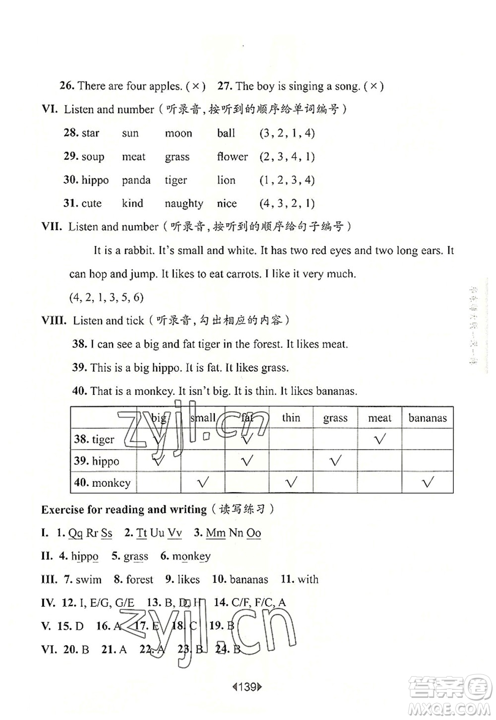 華東師范大學(xué)出版社2022一課一練二年級(jí)英語第一學(xué)期N版華東師大版上海專用答案