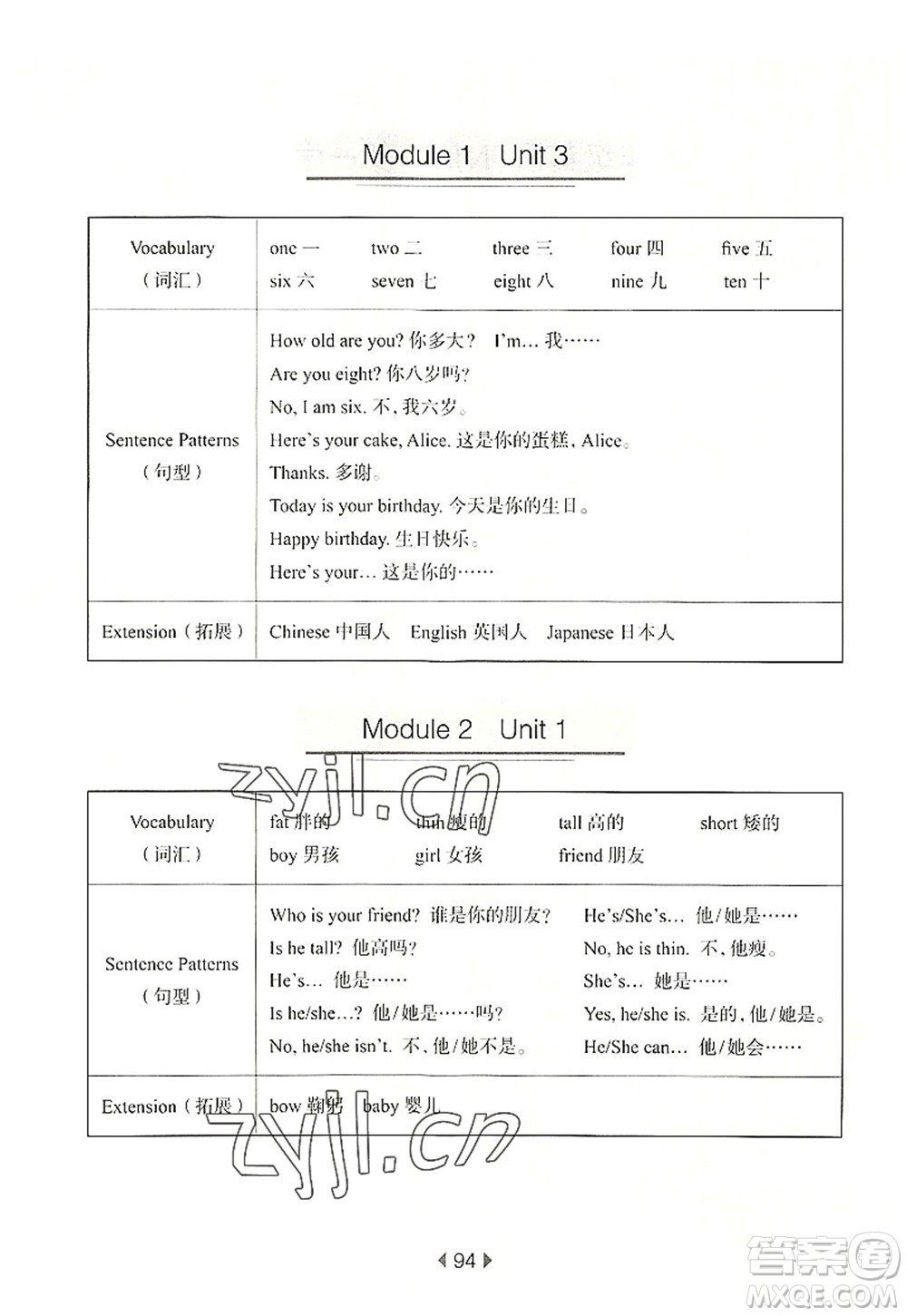 華東師范大學(xué)出版社2022一課一練三年級英語第一學(xué)期N版華東師大版上海專用答案