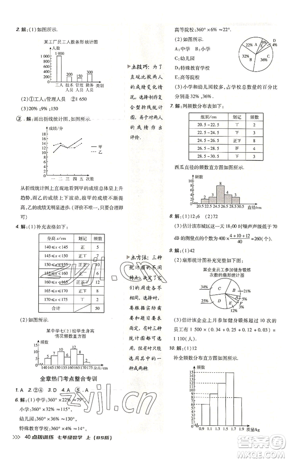 安徽教育出版社2022秋季點(diǎn)撥訓(xùn)練七年級上冊數(shù)學(xué)北師大版參考答案