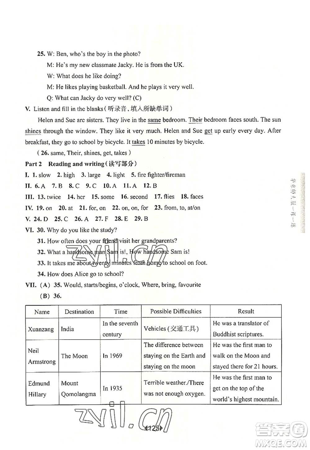 華東師范大學(xué)出版社2022一課一練五年級(jí)英語第一學(xué)期N版華東師大版上海專用答案