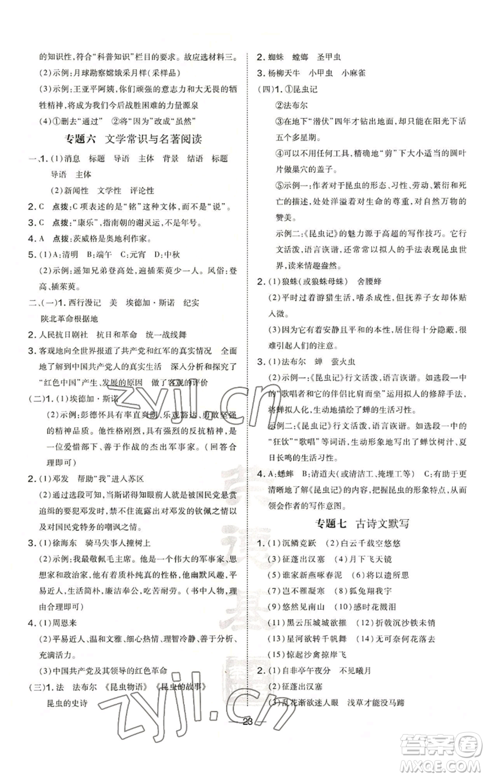 吉林教育出版社2022秋季點(diǎn)撥訓(xùn)練八年級(jí)上冊(cè)英語(yǔ)人教版參考答案