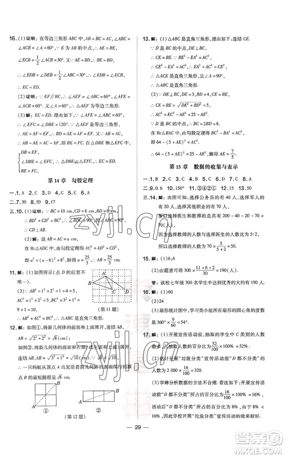 山西教育出版社2022秋季點撥訓練八年級上冊數(shù)學華師大版參考答案