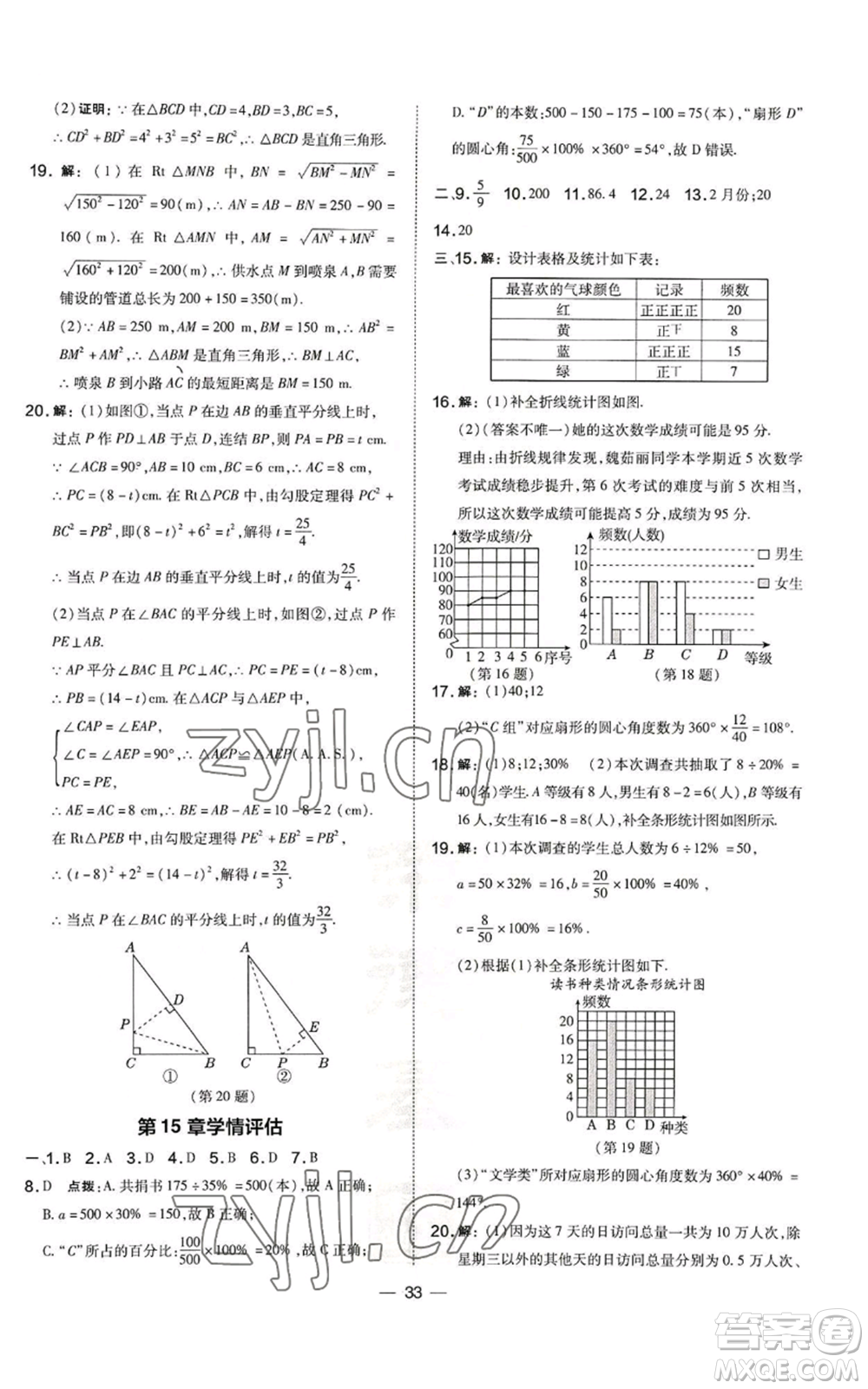 山西教育出版社2022秋季點撥訓練八年級上冊數(shù)學華師大版參考答案