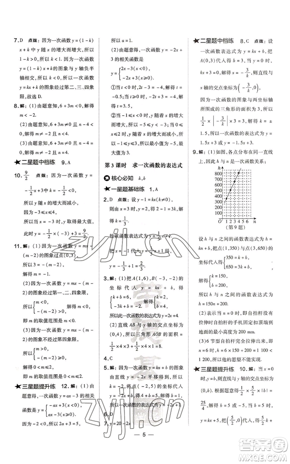 山西教育出版社2022秋季點(diǎn)撥訓(xùn)練八年級(jí)上冊(cè)數(shù)學(xué)滬科版安徽專用參考答案