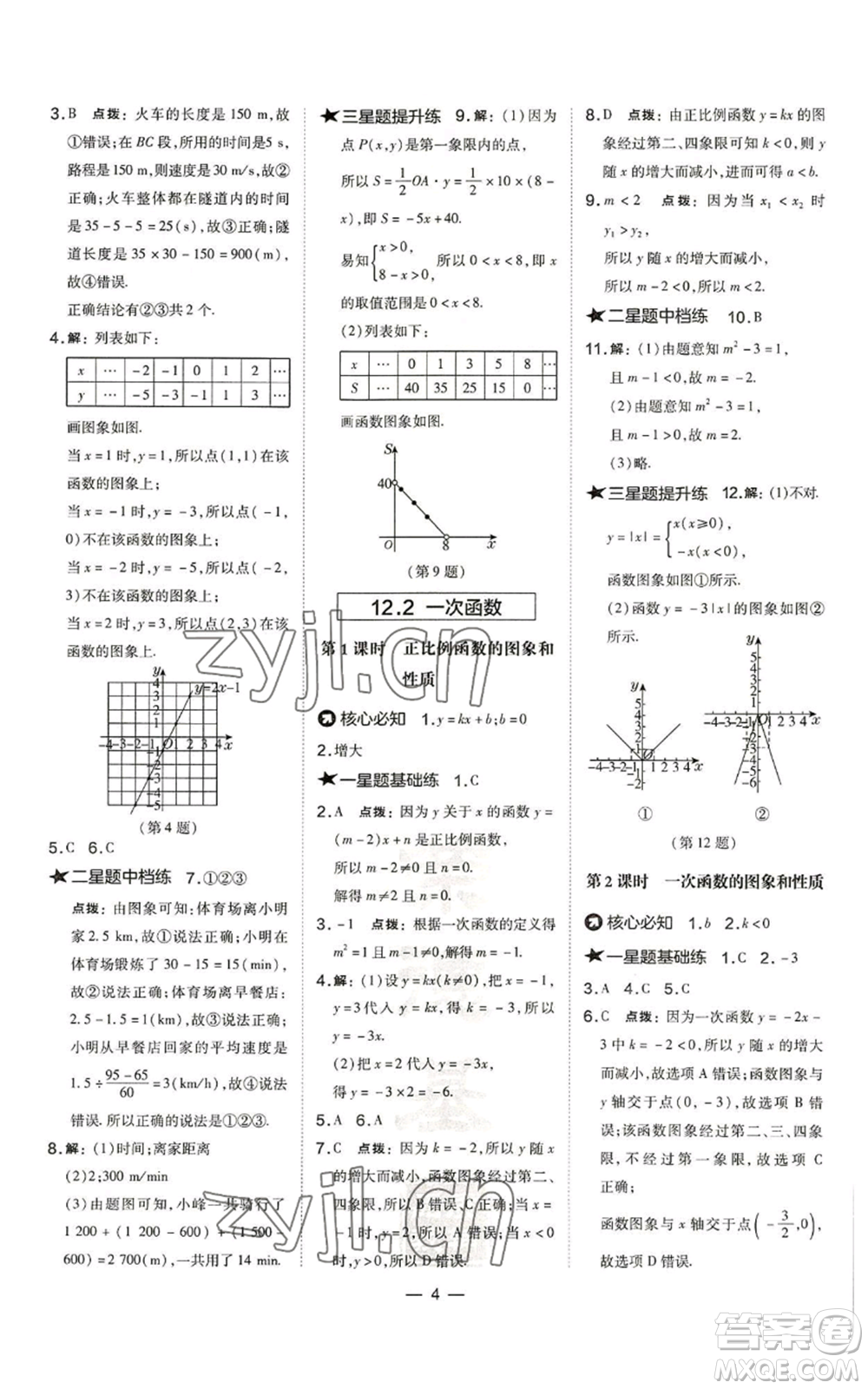 山西教育出版社2022秋季點(diǎn)撥訓(xùn)練八年級(jí)上冊(cè)數(shù)學(xué)滬科版安徽專用參考答案