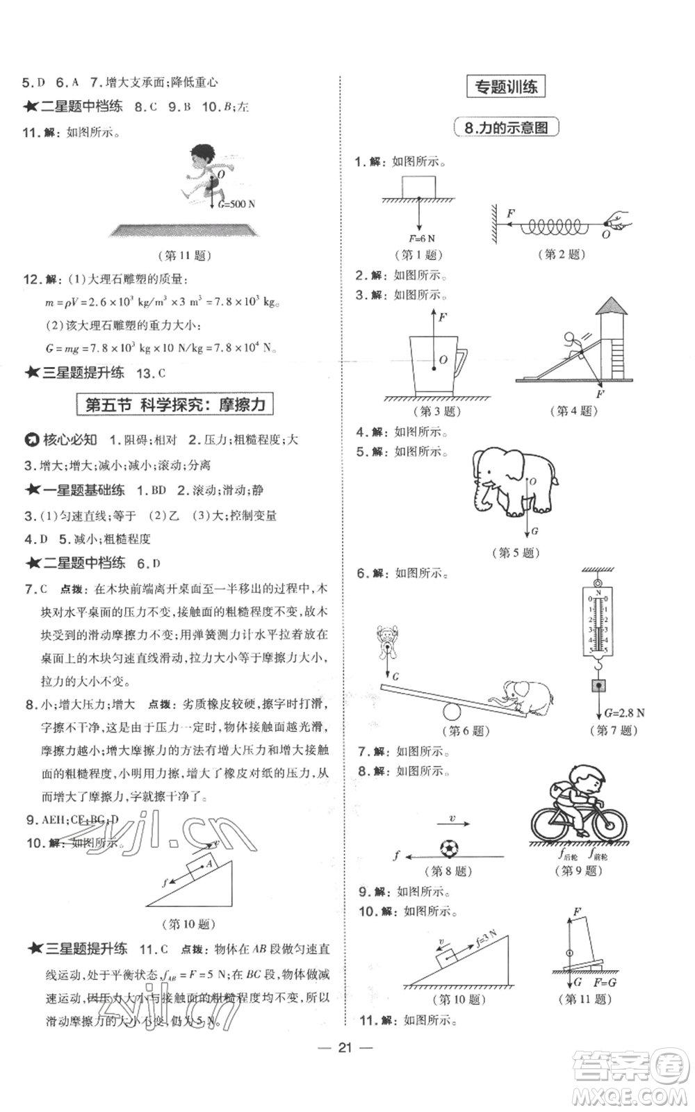 山西教育出版社2022秋季點(diǎn)撥訓(xùn)練八年級(jí)上冊(cè)物理滬科版參考答案