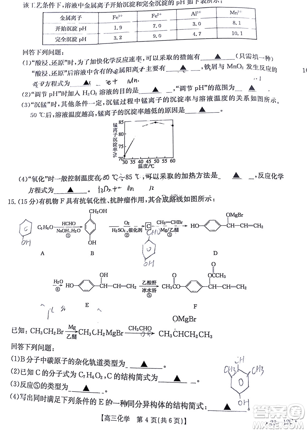 2023屆江蘇省百校聯(lián)考高三年級(jí)第一次考試化學(xué)試卷及答案