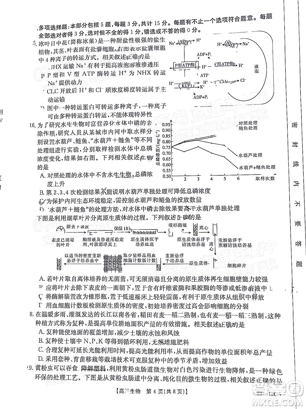 2023屆江蘇省百校聯(lián)考高三年級(jí)第一次考試生物試卷及答案