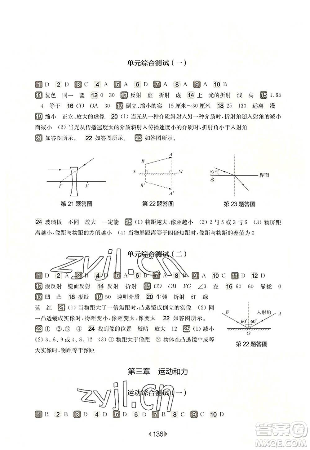 華東師范大學(xué)出版社2022一課一練八年級物理第一學(xué)期增強版華東師大版上海專用答案