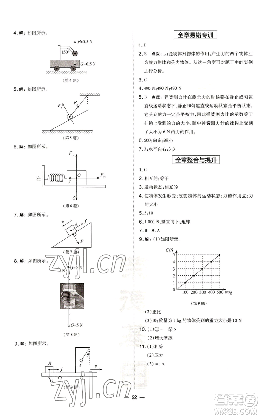 安徽教育出版社2022秋季點撥訓(xùn)練八年級上冊物理滬科版安徽專版參考答案