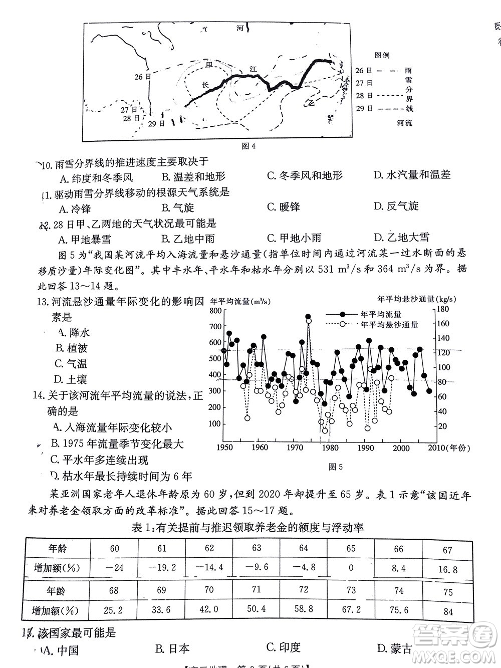 2023屆江蘇省百校聯(lián)考高三年級(jí)第一次考試地理試卷及答案