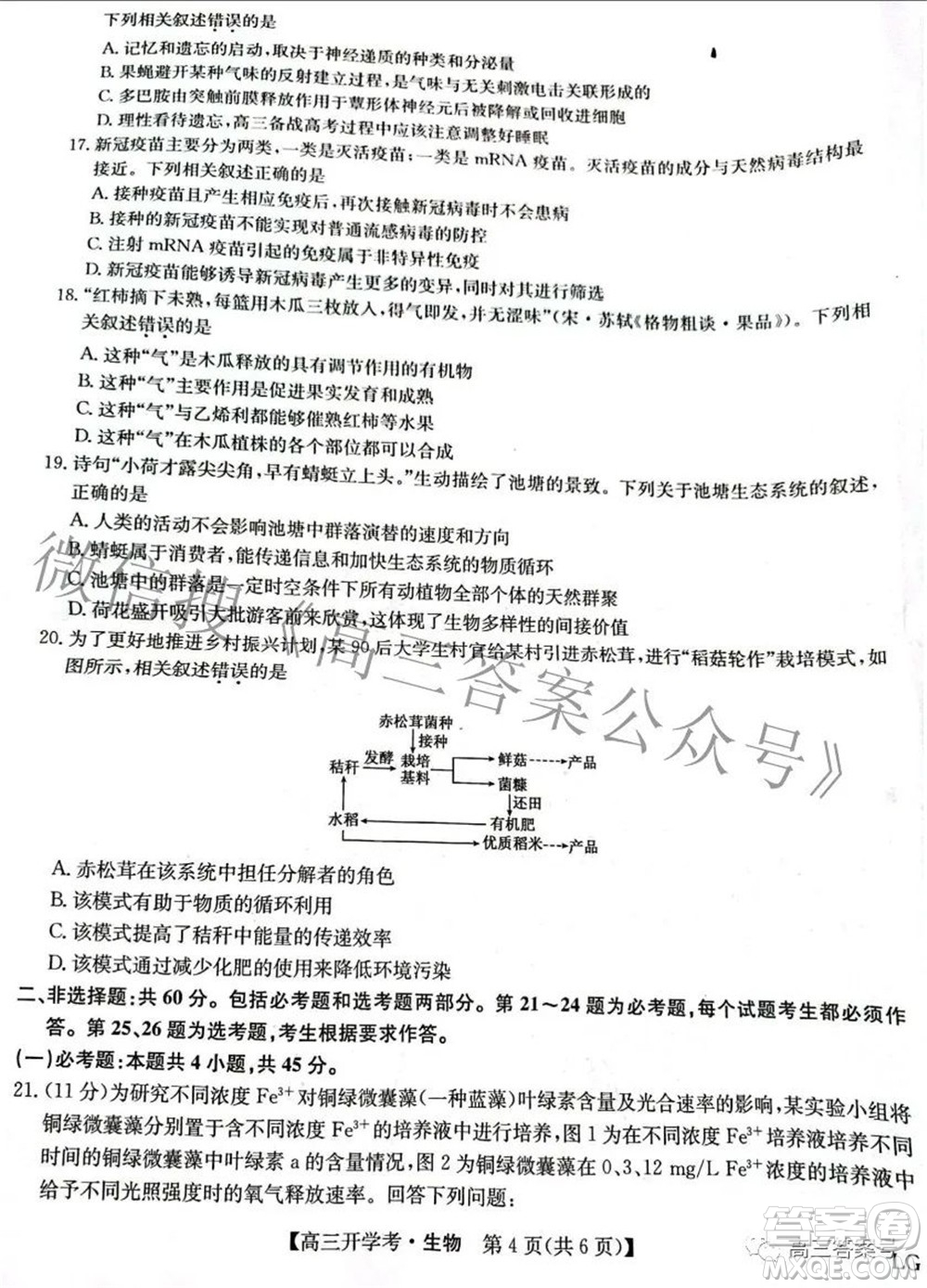 2023屆九師聯(lián)盟9月聯(lián)考老高考高三生物試題及答案