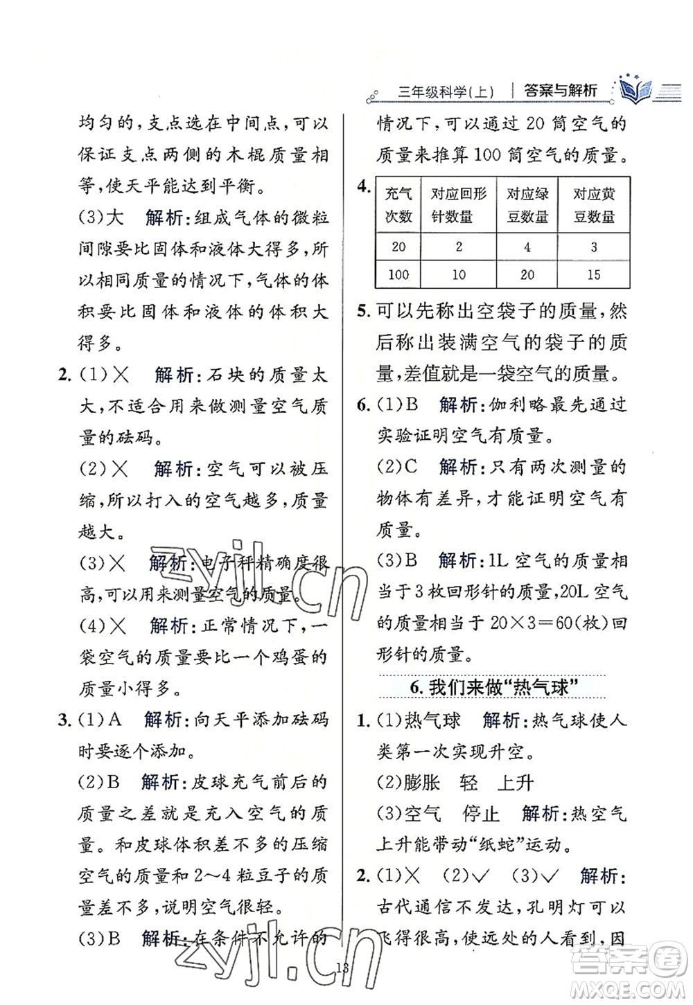 陜西人民教育出版社2022小學教材全練三年級科學上冊教育科學版答案