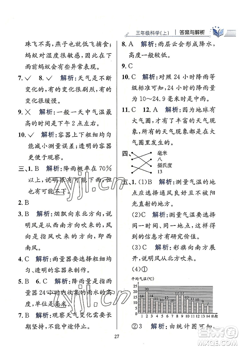 陜西人民教育出版社2022小學教材全練三年級科學上冊教育科學版答案