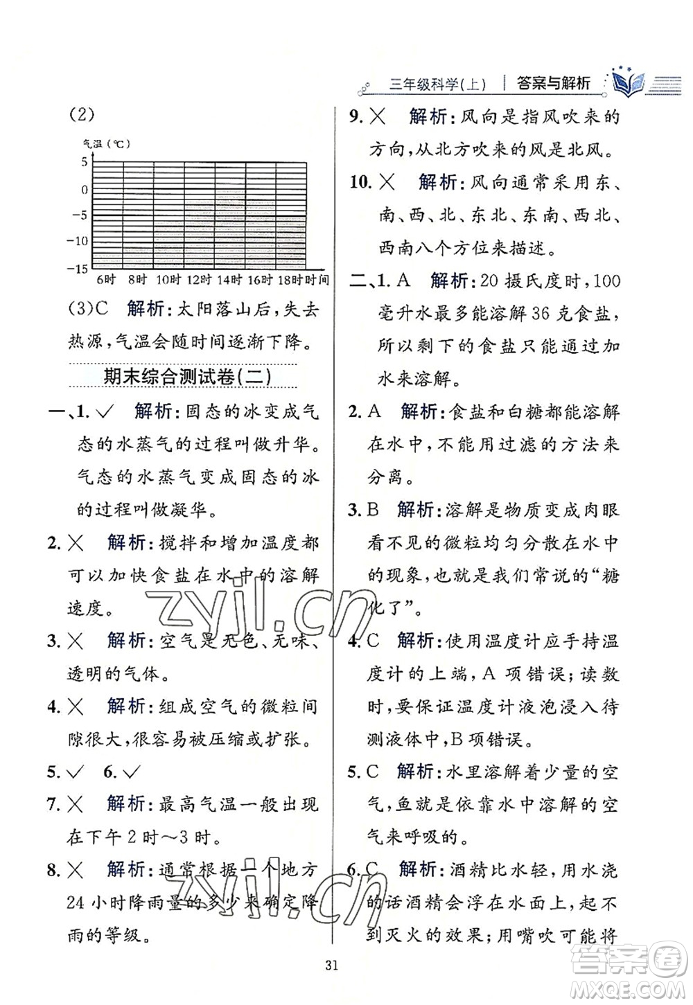 陜西人民教育出版社2022小學教材全練三年級科學上冊教育科學版答案