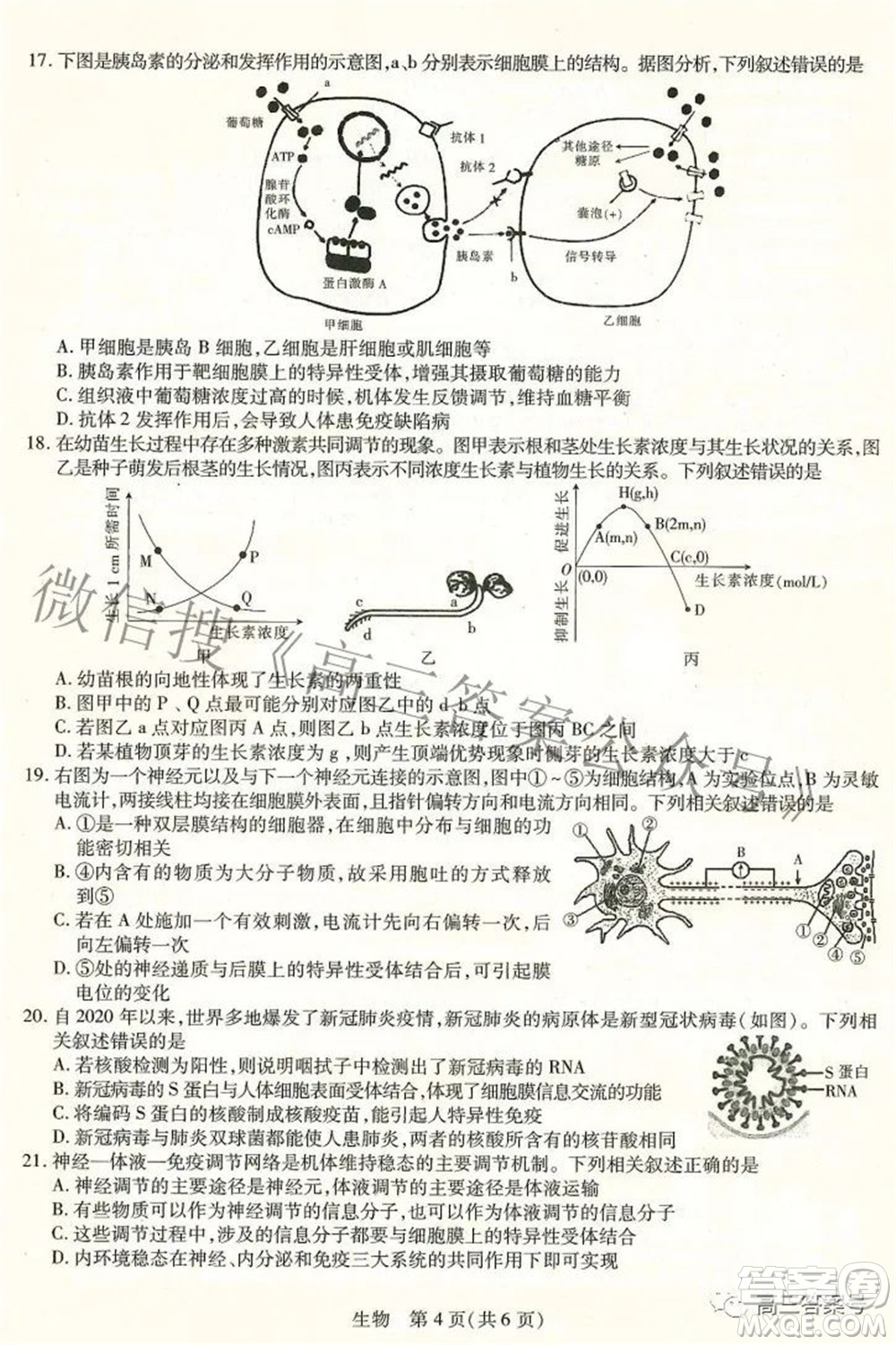 江西省2023屆新高三入學(xué)摸底考試生物試題及答案