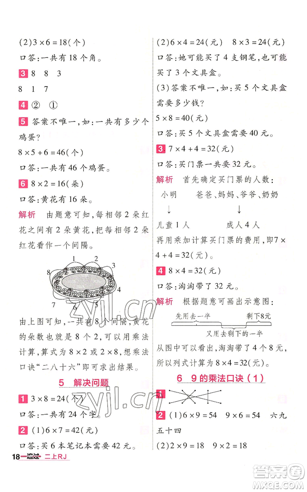 南京師范大學出版社2022秋季一遍過二年級上冊數(shù)學人教版參考答案