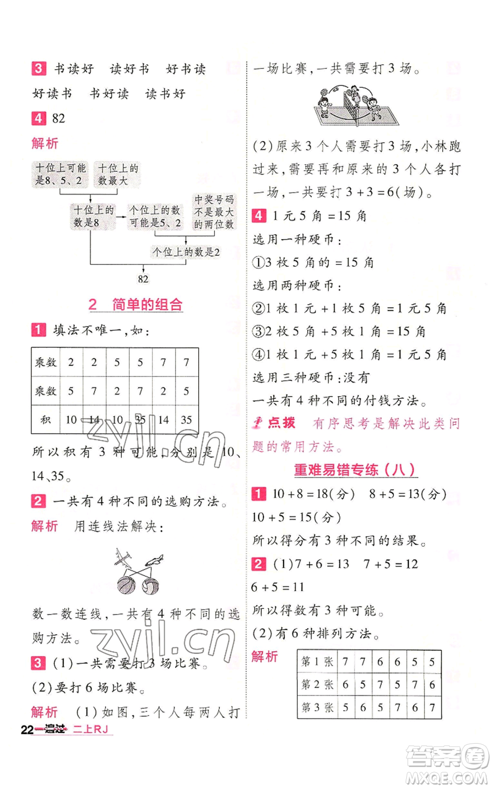 南京師范大學出版社2022秋季一遍過二年級上冊數(shù)學人教版參考答案