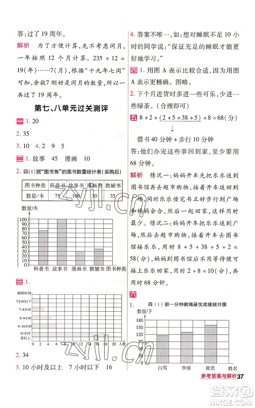 南京師范大學(xué)出版社2022秋季一遍過四年級上冊數(shù)學(xué)人教版參考答案